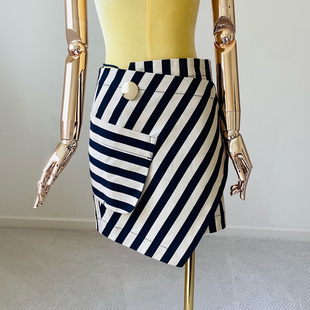 Petar Petrov Black and White Striped Mini Skirt SZ 4/36